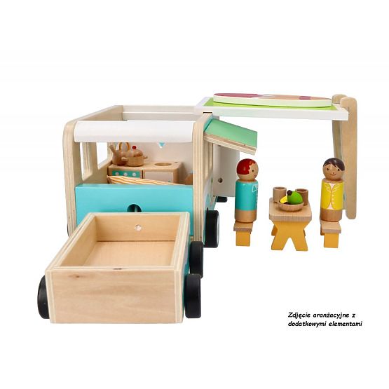 Holzwohnwagen mit Anhänger und Zubehör