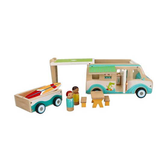 Holzwohnwagen mit Anhänger und Zubehör
