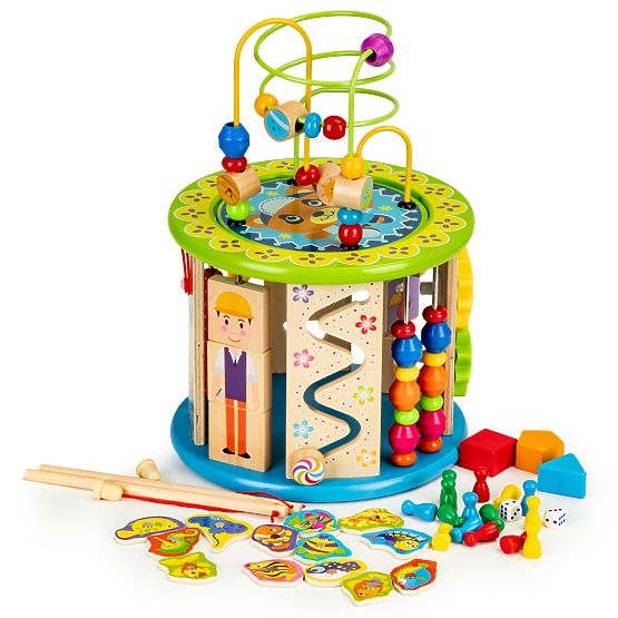 Holzwürfel mit Spielen und Angelspiel ECOTOYS