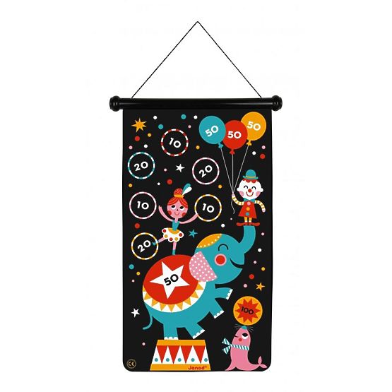Janod Magnetische doppelseitige Zielscheibe Circus - 6 Darts