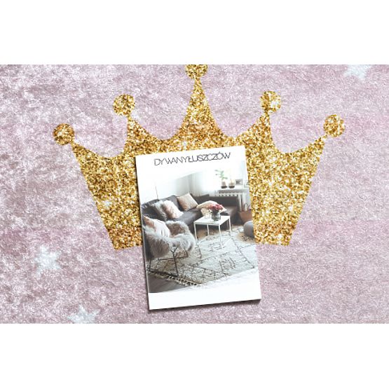 JUNIOR 51549.802 runder Waschteppich Krone für Kinder rutschfest - rosa