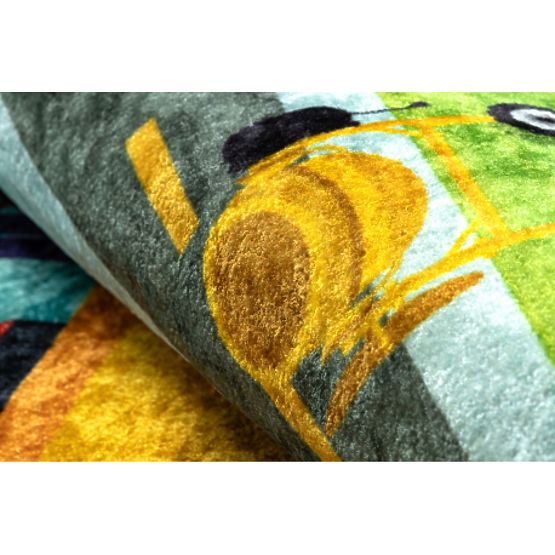 JUNIOR 52105.801 Waschbarer Teppich Baustelle, Straßen für Kinder rutschfest - blau