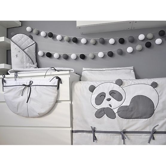 Kinder 2-teilige Bettbezug Panda - grey