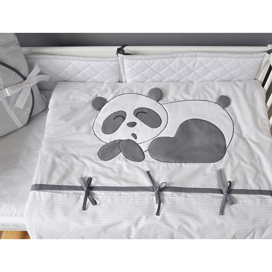Kinder 2-teilige Bettbezug Panda - grey