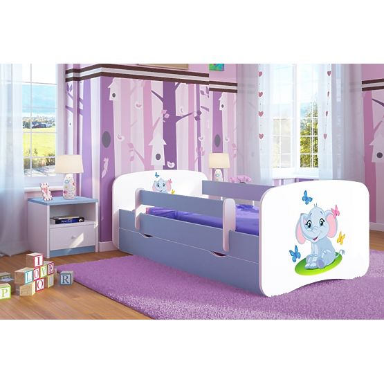 Kinder Bett mit Geländer Ourbaby - Elephant - blue