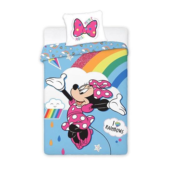 Kinder bettwäsche Minnie Maus Regenbogen