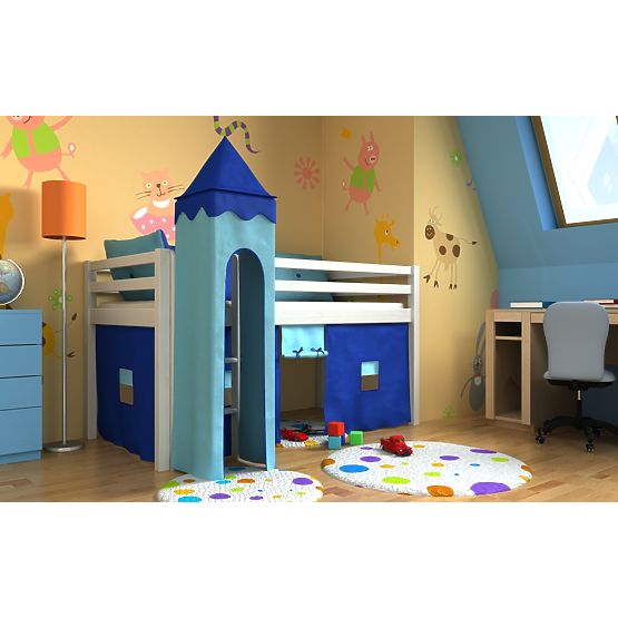 Kinder erhöht Bett Gabi mit turm - white