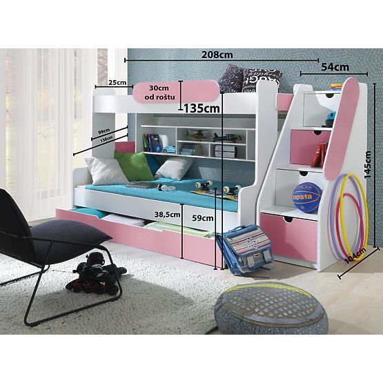 Kinder Etagen Bett Segan pink