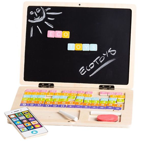 Kinder hölzern laptop mit magnetisch bretter