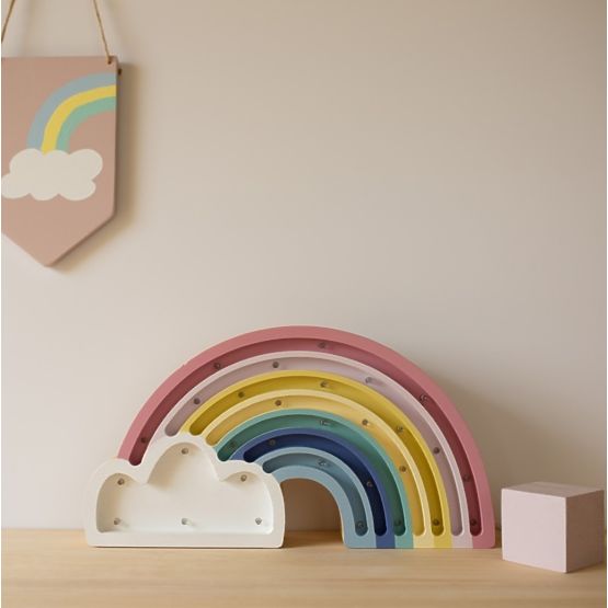 Kinder-Holzleuchte LED REGENBOGEN - pastellfarben