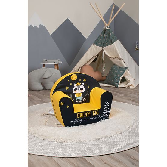 Kinderstuhl Waschbär - schwarz-gelb
