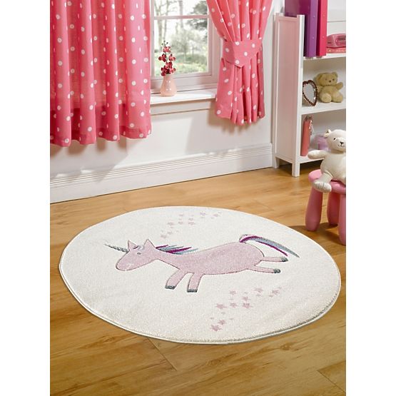 Kinder rund Teppich Einhorn