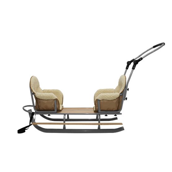 Graue Schlitten für Zwillinge Duo - verschiedene Sitzfarben