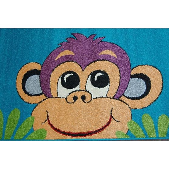 Kinder Teppich Monkey - türkis
