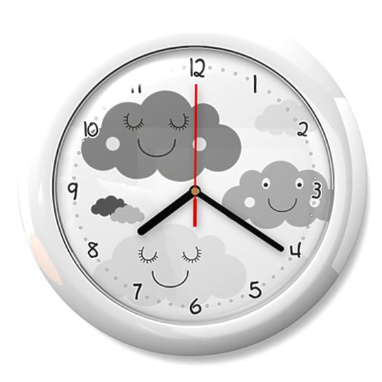 Kinder Uhr wolken 73 white