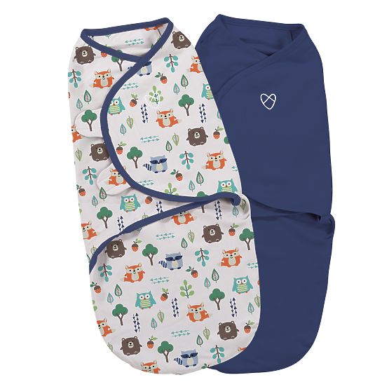 Kinder Wickeldeckchen SwaddleMe S blau / wald Motiv 2ks