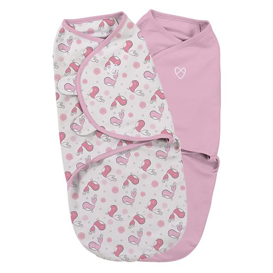 Kinder Wickeldeckchen SwaddleMe S rosa / vögel 2ks