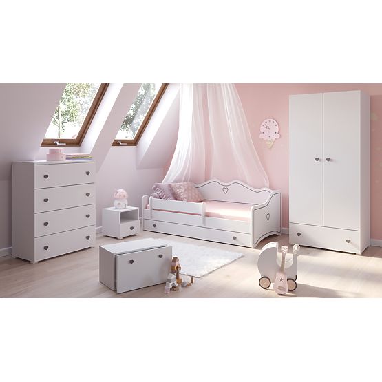 Kinderbett EMMA mit Schublade und Schutzgitter 180x80 grau