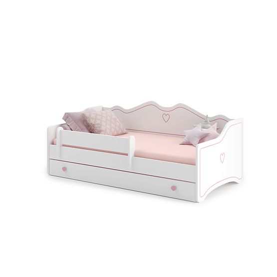 Kinderbett EMMA mit Schublade und Schutzgitter 180x80 rosa