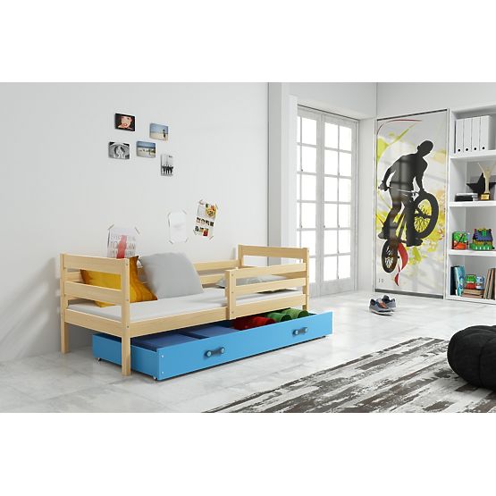 Kinderbett Erik 190x80 cm - natur/blau