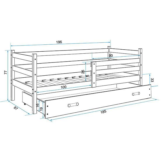 Kinderbett ERIK - natur/grau