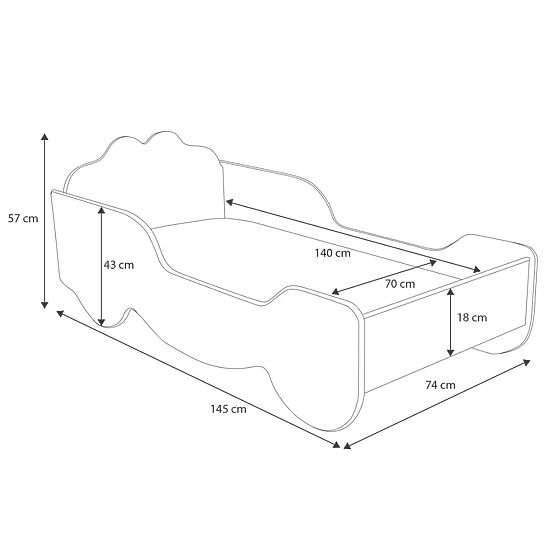 Kinderbett Kutsche 140x70 mit Matratze