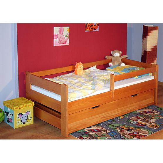 Kinderbett mit Barriere - Erle