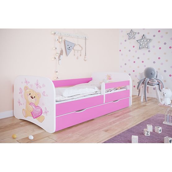 Kinderbett mit Rausfallschutz Ourbaby - Bärchen - rosa