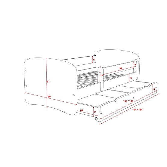 Kinderbett mit Geländer Ourbaby - Feuerwehrauto - Buche