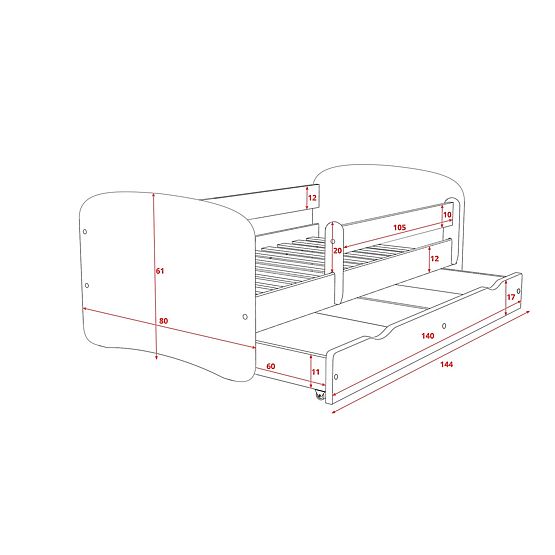 Kinderbett mit Geländer Ourbaby - ZOO III - Buche-Weiß