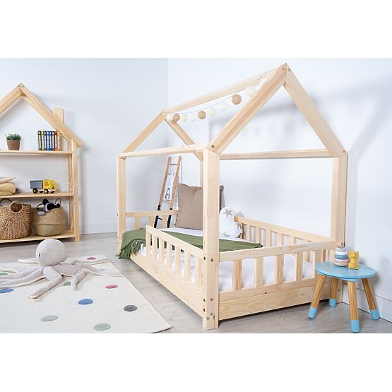 Kinderbett Haus mit Rausfallschutz Tea - natur