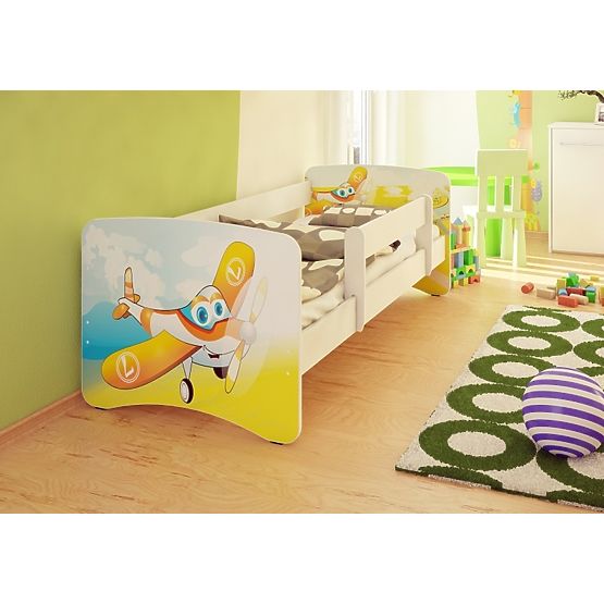 Kinderbett mit Seitenschutz - Flugzeuge