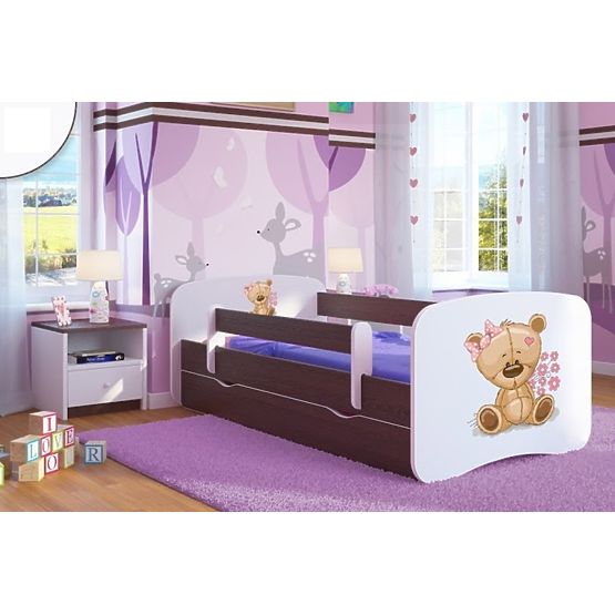 Kinderbett mit Seitenschutz Ourbaby - BÄRCHEN - Nussbaum