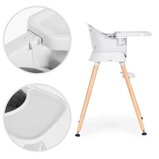 Kinderhochstuhl 6-in-1 mit gestepptem Bezug und grauem Tablett ECOTOYS