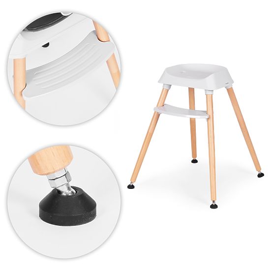 Kinderhochstuhl 6-in-1 mit gestepptem Bezug und grauem Tablett ECOTOYS