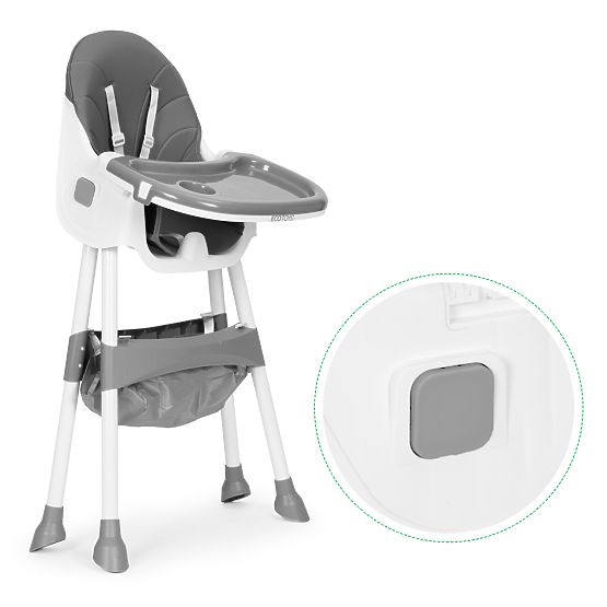 Kinderhochstuhl mit Tablett, Korb, 5-Punkt-Gurten, grau ECOTOYS