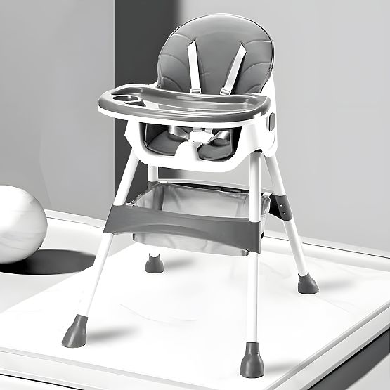 Kinderhochstuhl mit Tablett, Korb, 5-Punkt-Gurten, grau ECOTOYS