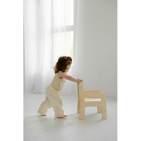 Kinderholztisch mit Stuhl S/M - natur