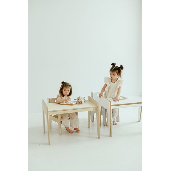 Kinderholztisch mit Stuhl S/M - natur