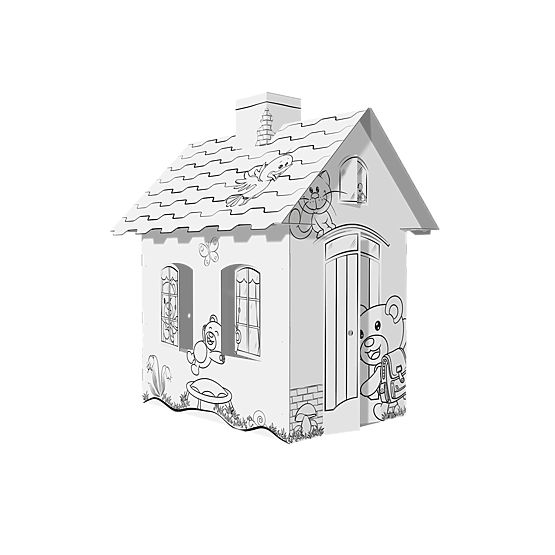 Kinderkartonhaus mit Schornstein - Bär