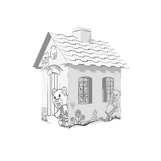 Kinderkartonhaus mit Schornstein - Bär
