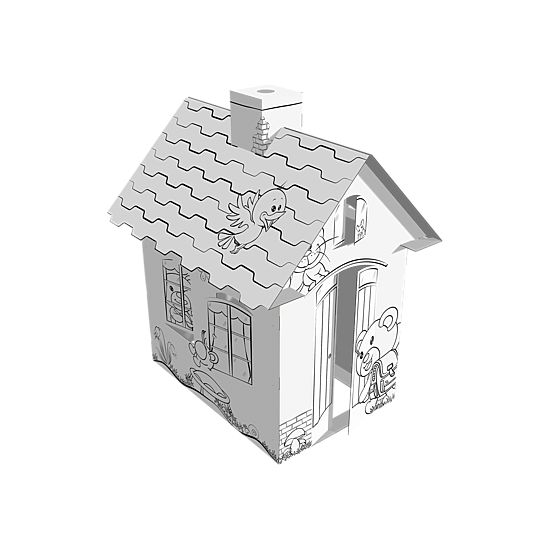Kinderkartonhaus mit Schornstein - Bär