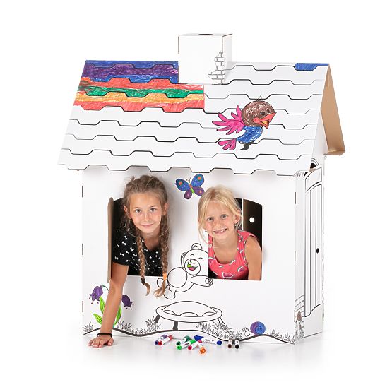 Kinderkartonhaus mit Schornstein - Bär