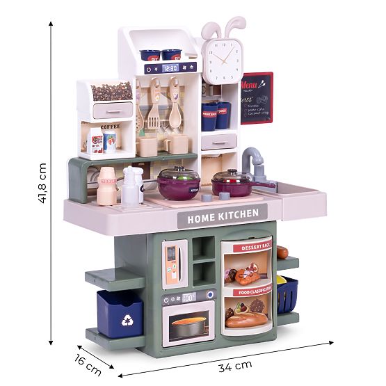 Kinderküche mit Geräuschen, LED und Dampfgenerator, 35 Zubehörteile