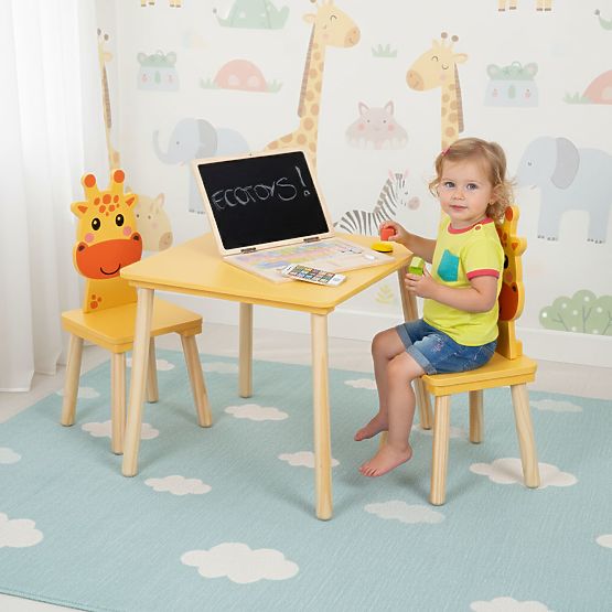 Kindermöbel-Set Tisch + 2 Stühle Giraffe ECOTOYS