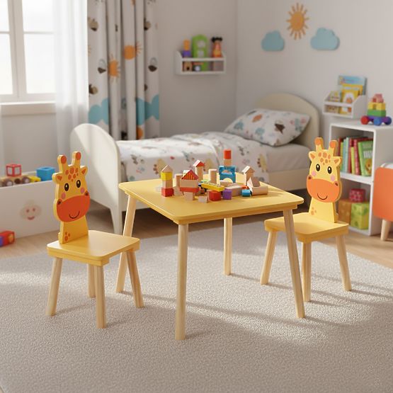 Kindermöbel-Set Tisch + 2 Stühle Giraffe ECOTOYS