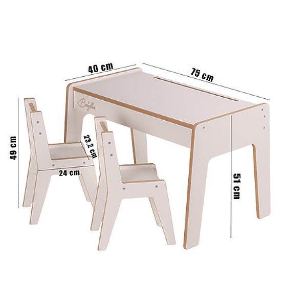 Kindermöbelset Tisch und zwei Stühle mit Zubehör - Blau