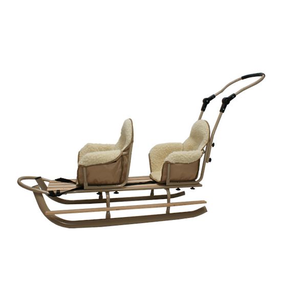 Beige Schlitten für Zwillinge Duo - verschiedene Sitzfarben