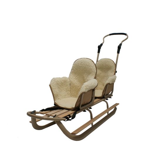 Beige Schlitten für Zwillinge Duo - verschiedene Sitzfarben