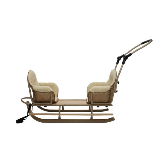 Beige Schlitten für Zwillinge Duo - verschiedene Sitzfarben